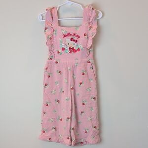 Hello Kitty Pink Floral Kids Overalls 3T